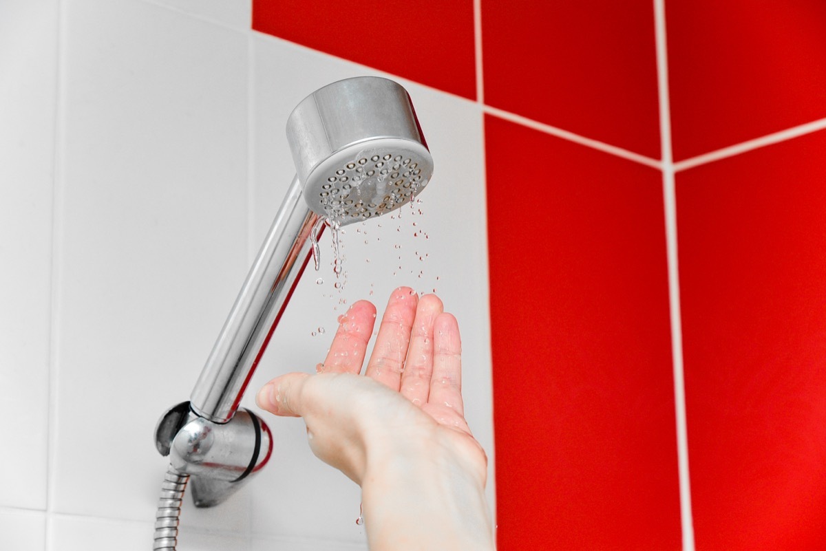 white hand in shower