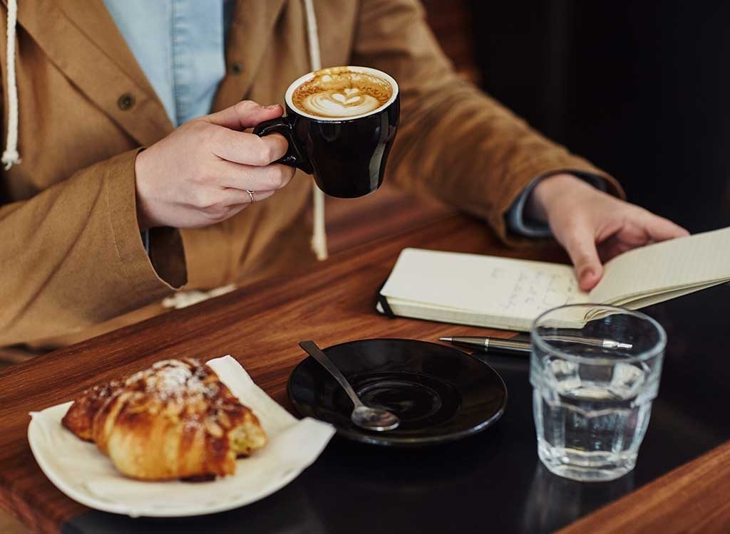 Writing at coffee shop