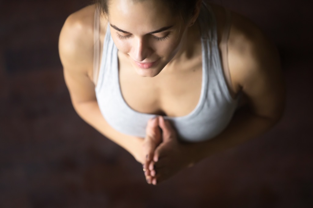 woman meditate standing