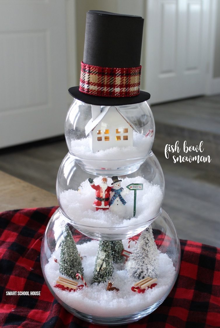 Fish bowl snowman diy christmas decorations