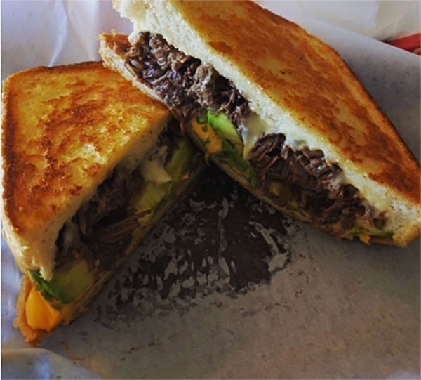 Barbacoa Grilled Cheese at Barrio Barista