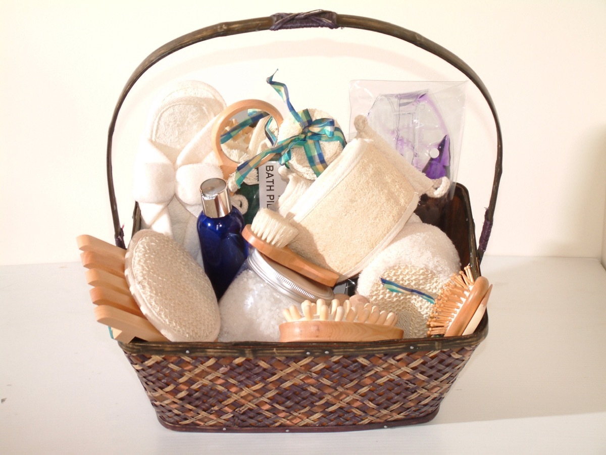 gift basket of bath items