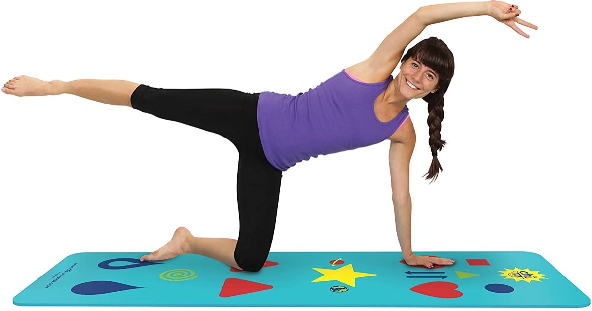 woman using yoga mat