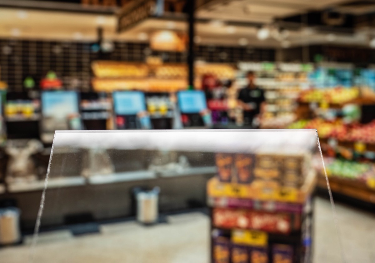 plexiglass shield at supermarket