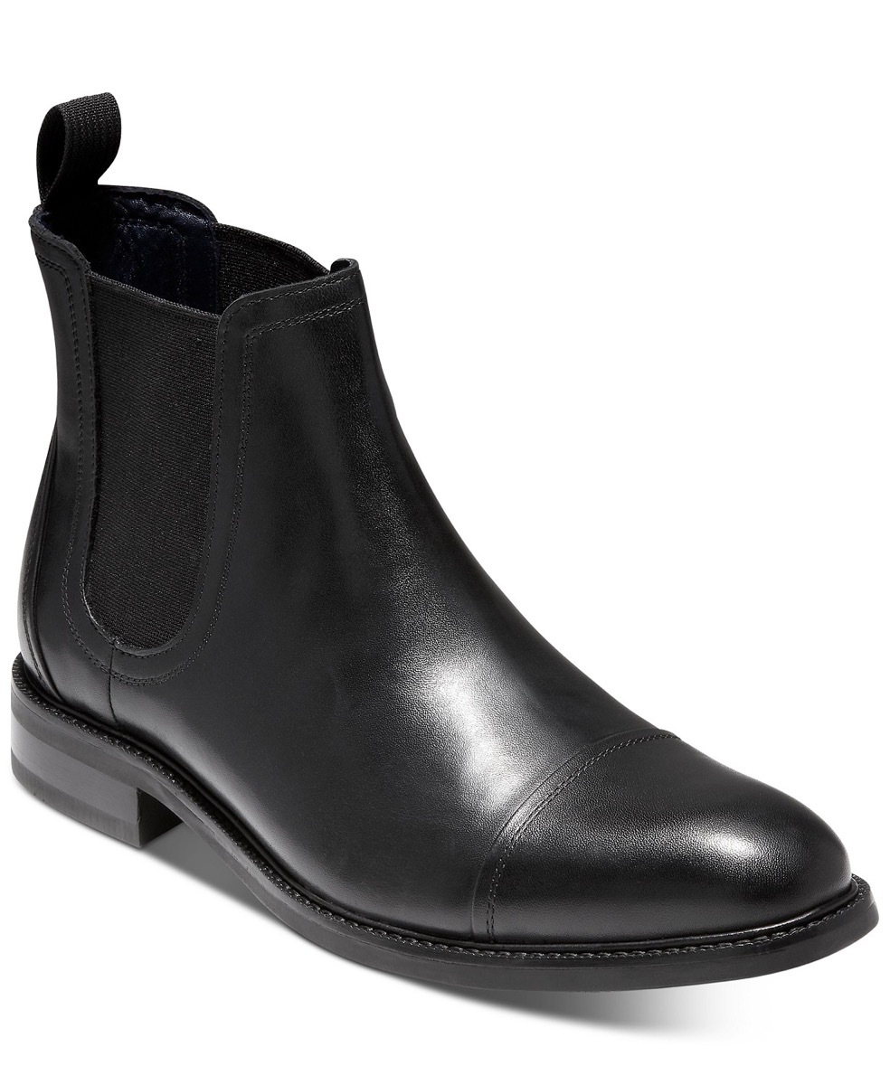 black leather chelsea boots, men's winter boots