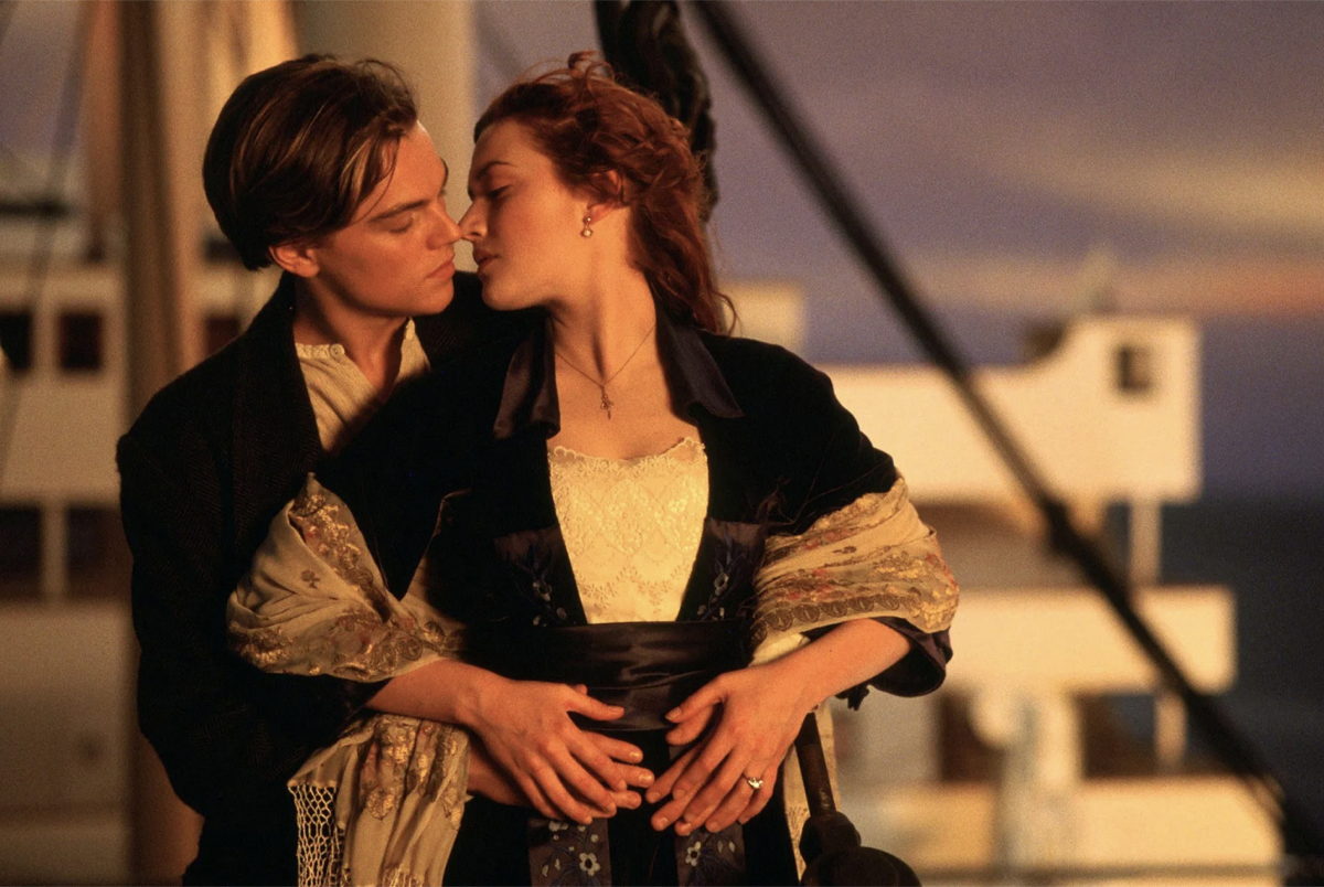 Scene in Titanic of Rose and Jack.