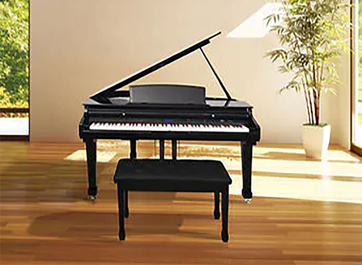 costco digital grand piano in living room