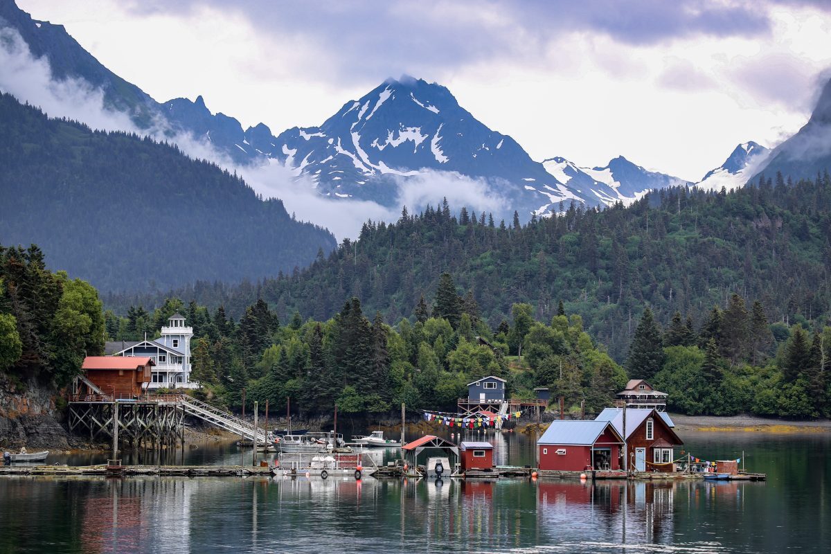 Community of Halibut Cove across Kachemak Bay from Homer, Alaska