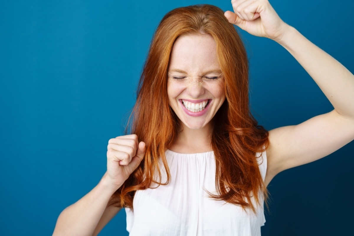 Young Woman Punching the Air