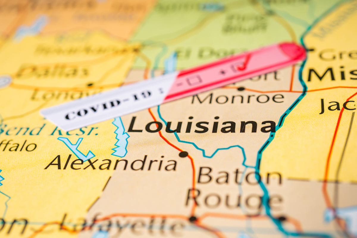 louisiana map shows state is infected with coronavirus