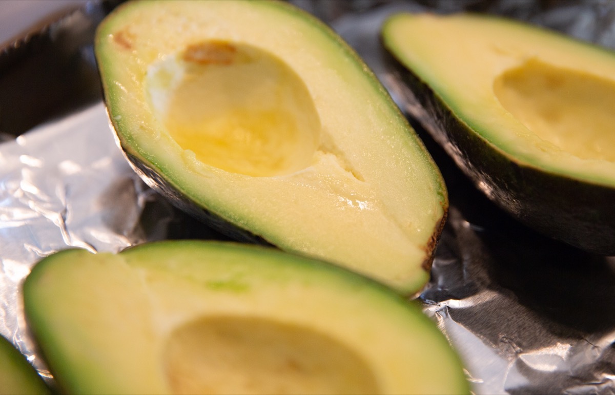 Sliced rip halves of ripe Avocados