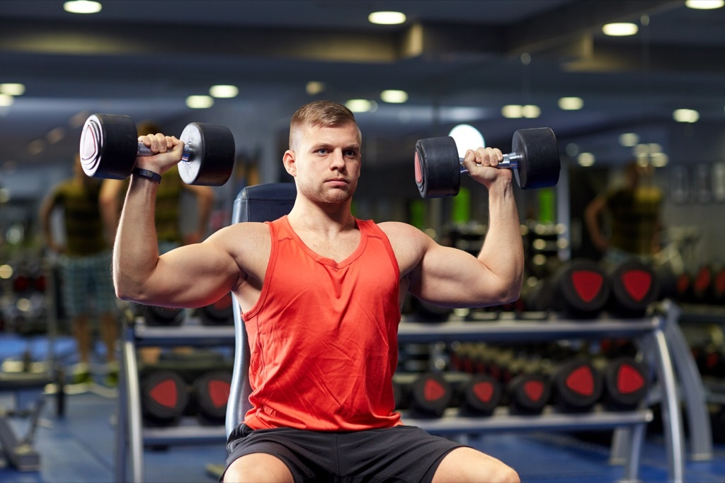 Chris Evans workout military press