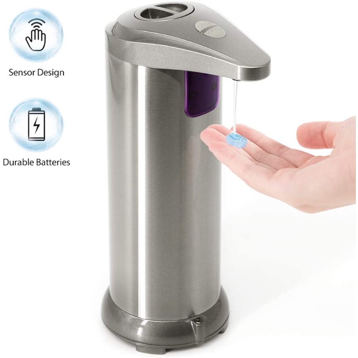 silver automatic soap dispenser