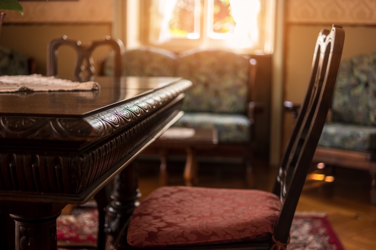 antique wood table in victorian style