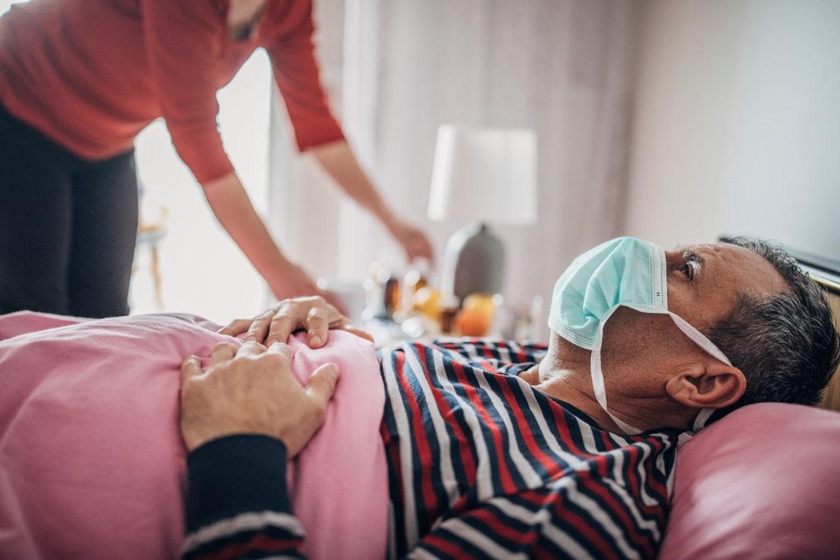 a man recovers from coronavirus in bed