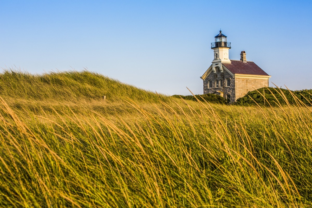 Block Island's North Lighthouse in the afternoon sun