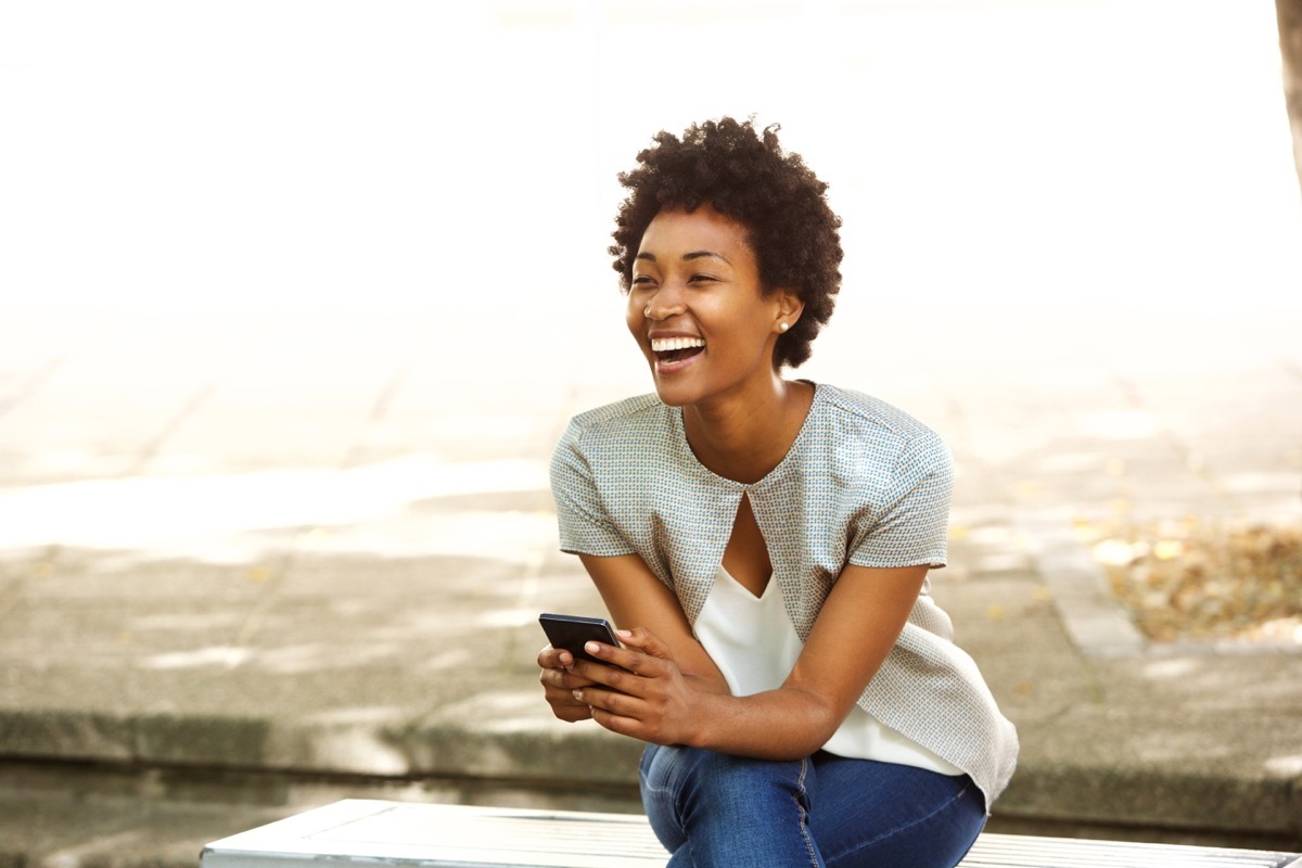 Woman laughing at herself