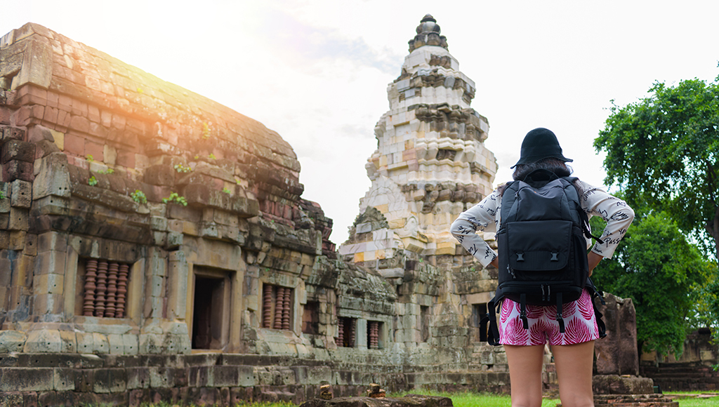 Woman traveling alone