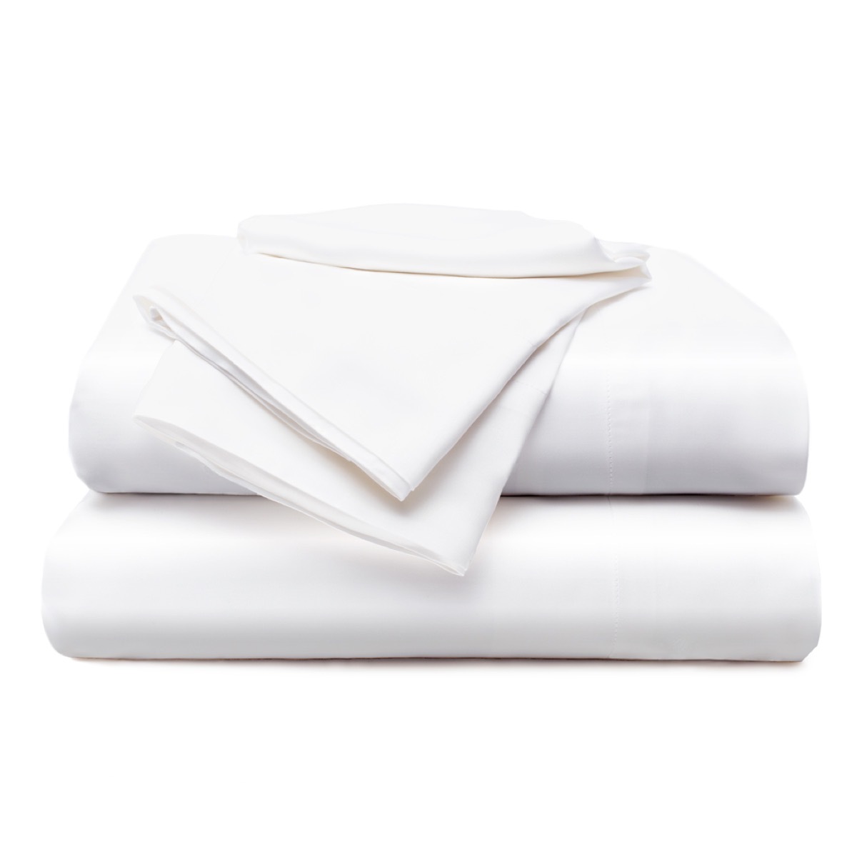 set of white folded sheets on white background