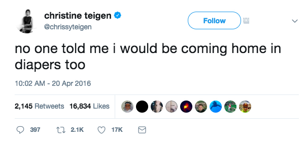 Chrissy Teigen Tweets