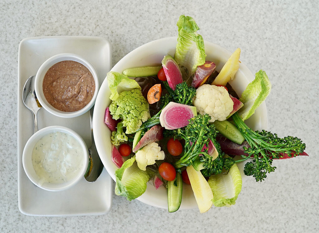 True food kitchen farmers market crudites with sauces on side