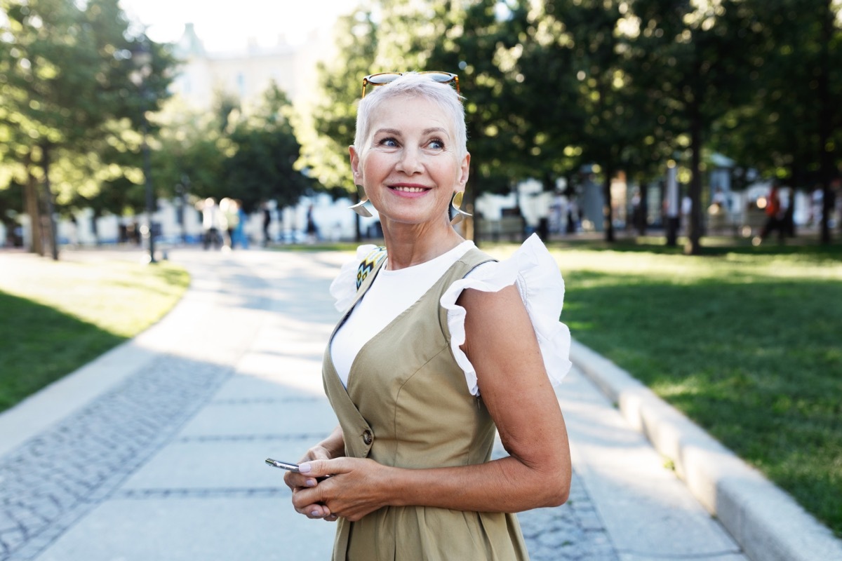 older woman wearing summer dress