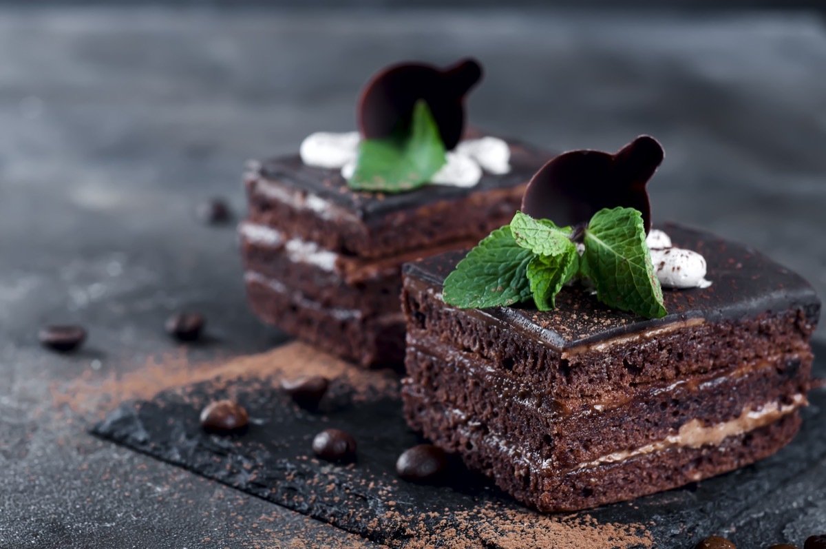 mint cake with chocolate frosting