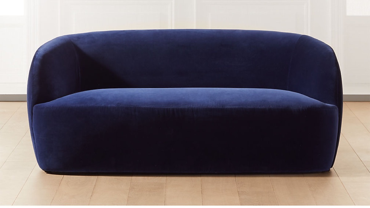 dark blue velvet sofa