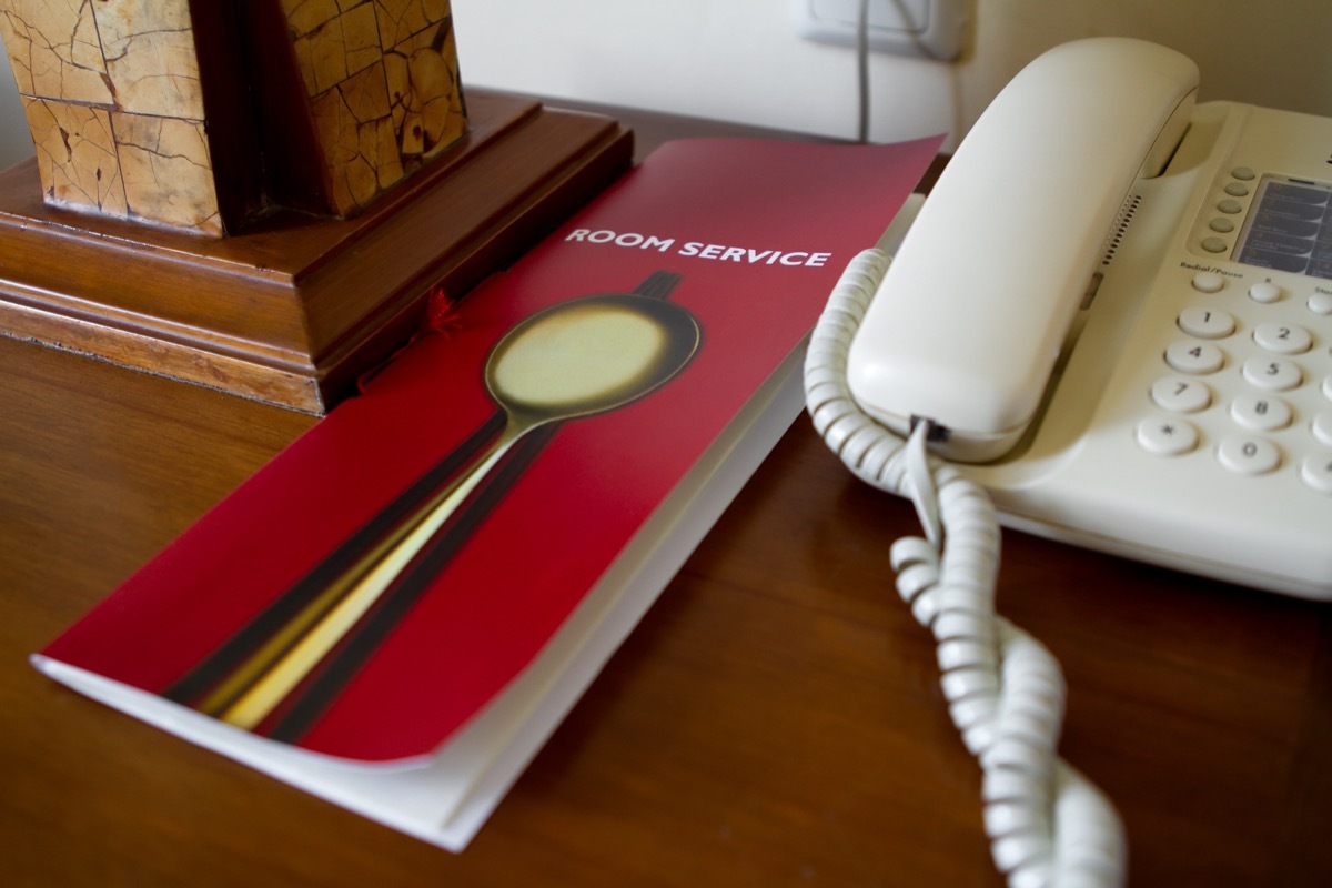 room service menu on hotel desk