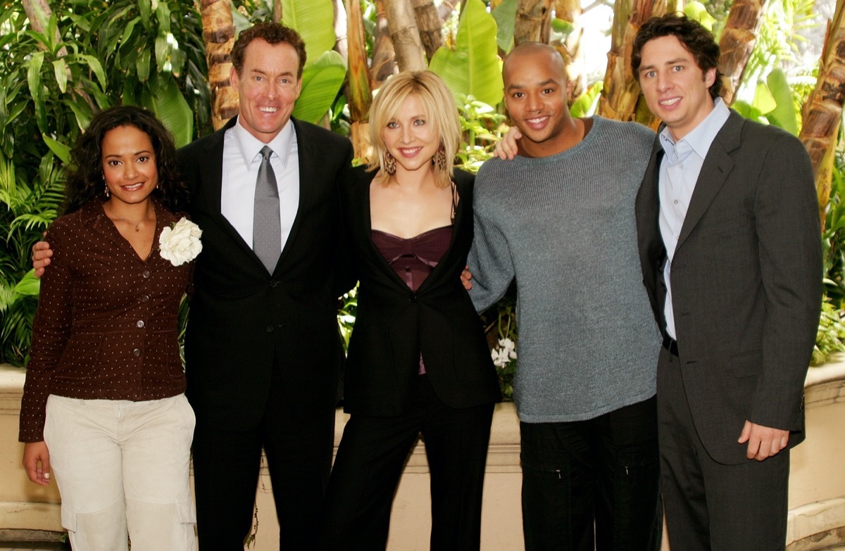 Judy Reyes, John C. McGinley, Sarah Chalke, Donald Faison and Zach Braff in 2003