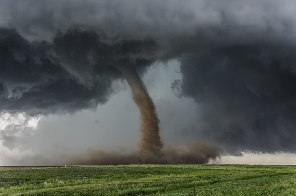 tornado over grassland