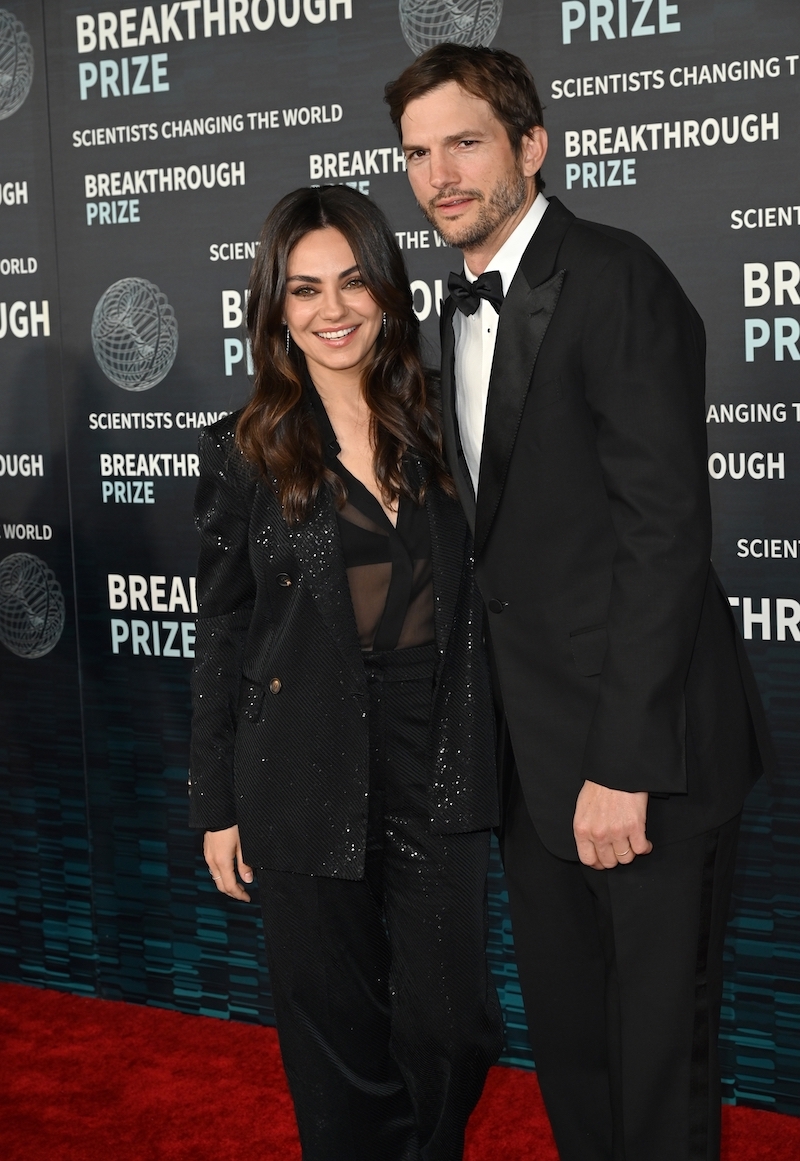 Mila Kunis and Ashton Kutcher at the Breakthrough Prize Ceremony in 2023