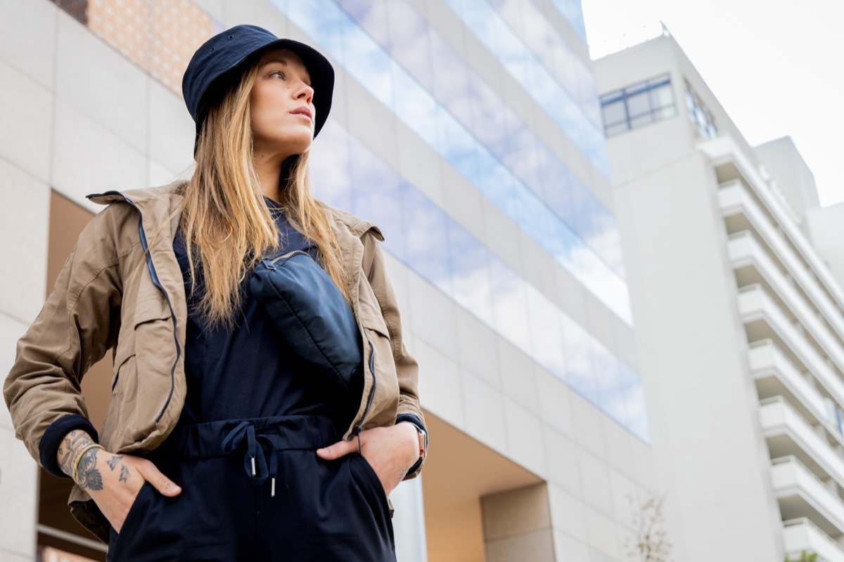 woman wearing matching athleisure set