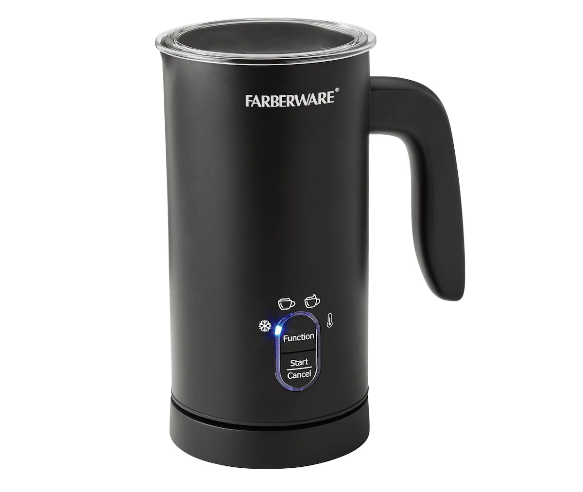 Product shot of a Farberware milk frother from Walmart