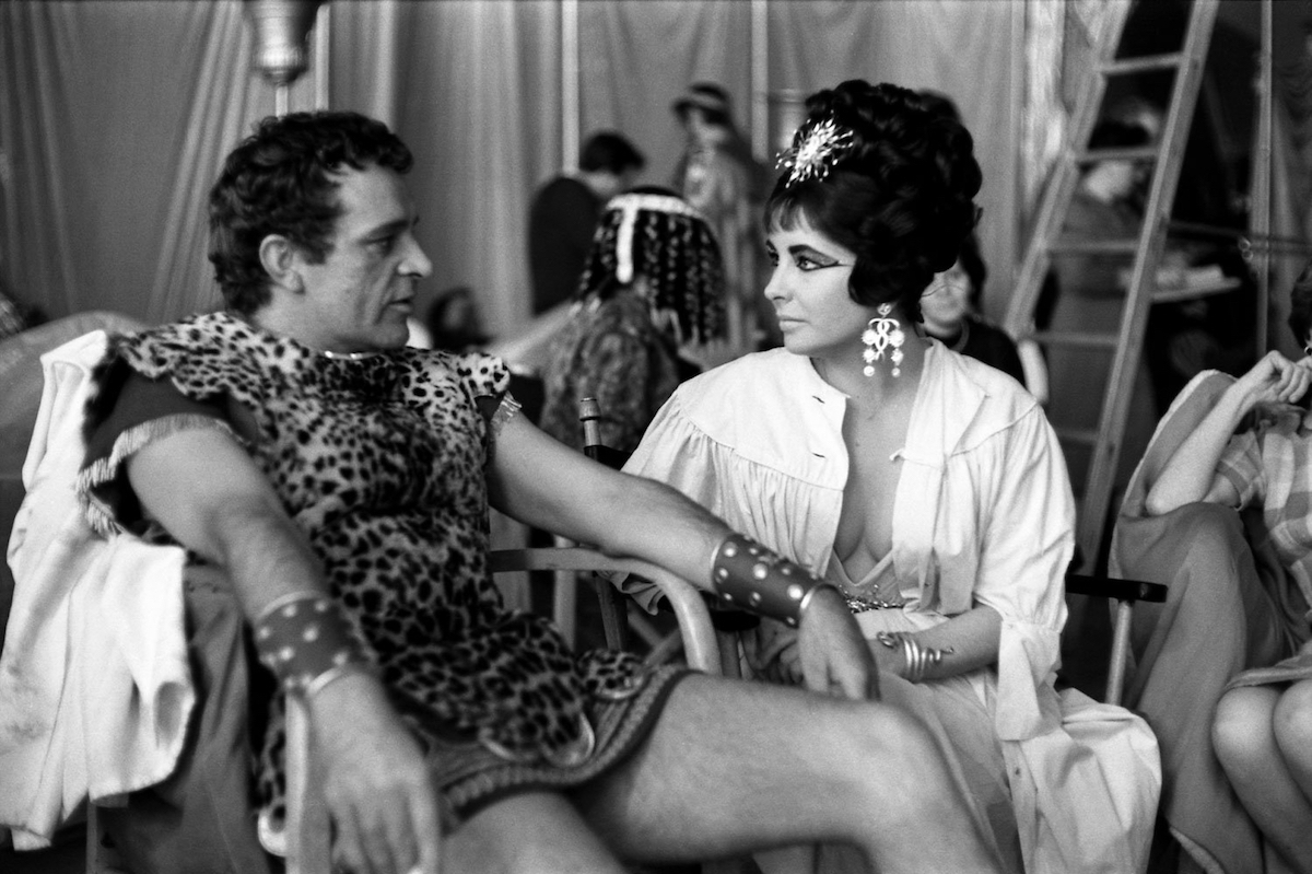 Richard Burton and Elizabeth Taylor on the set of 