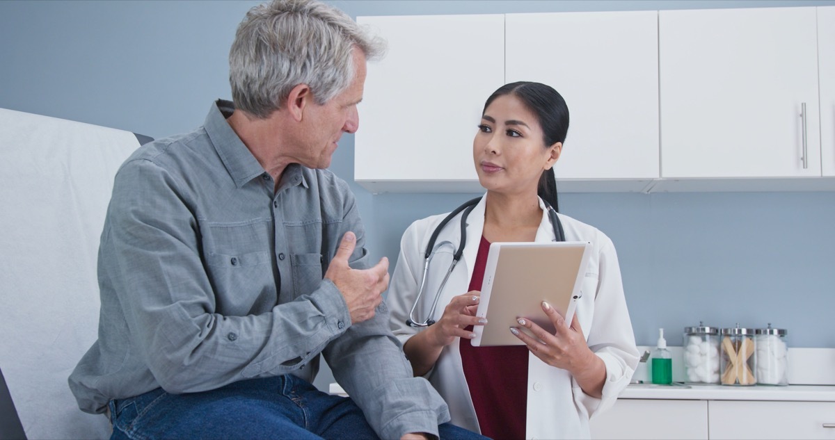 Patient taking to doctor