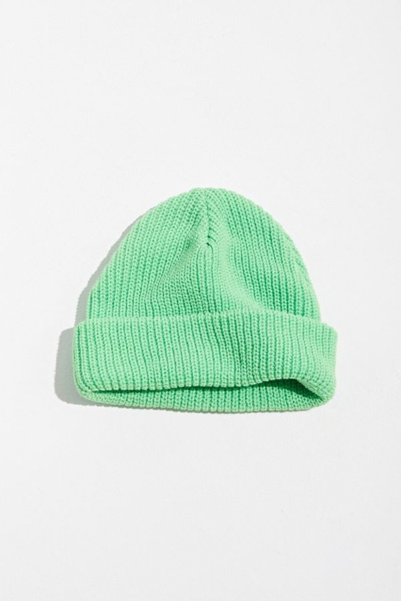 green ribbed beanie