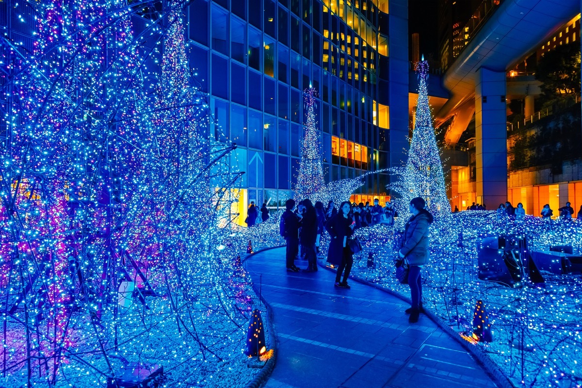 shiodome christmas lights in tokyo