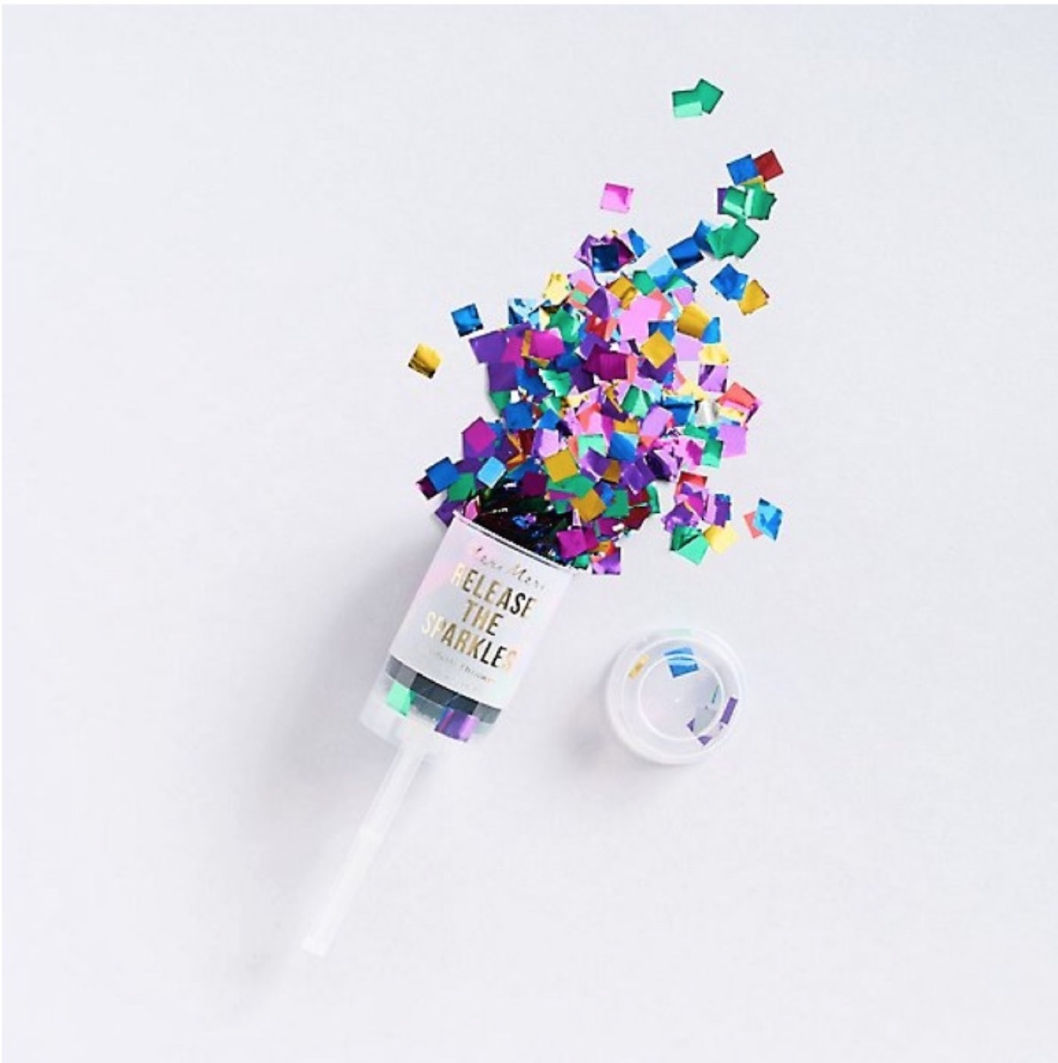 multicolor confetti popper, summer party essentials