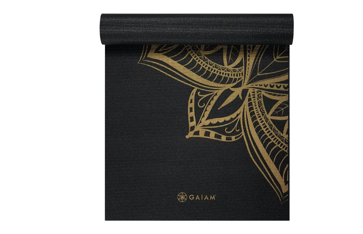 black and gold gaiam mandala yoga mat