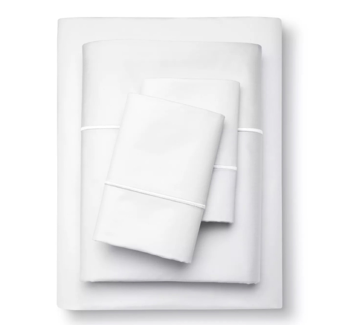 white cotton sheet set with two pillowcases 