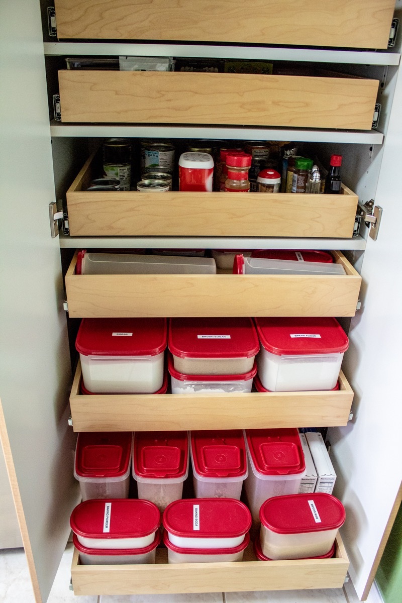 An Organized Pantry with Pull-Out Shelves Transform Small Kitchen