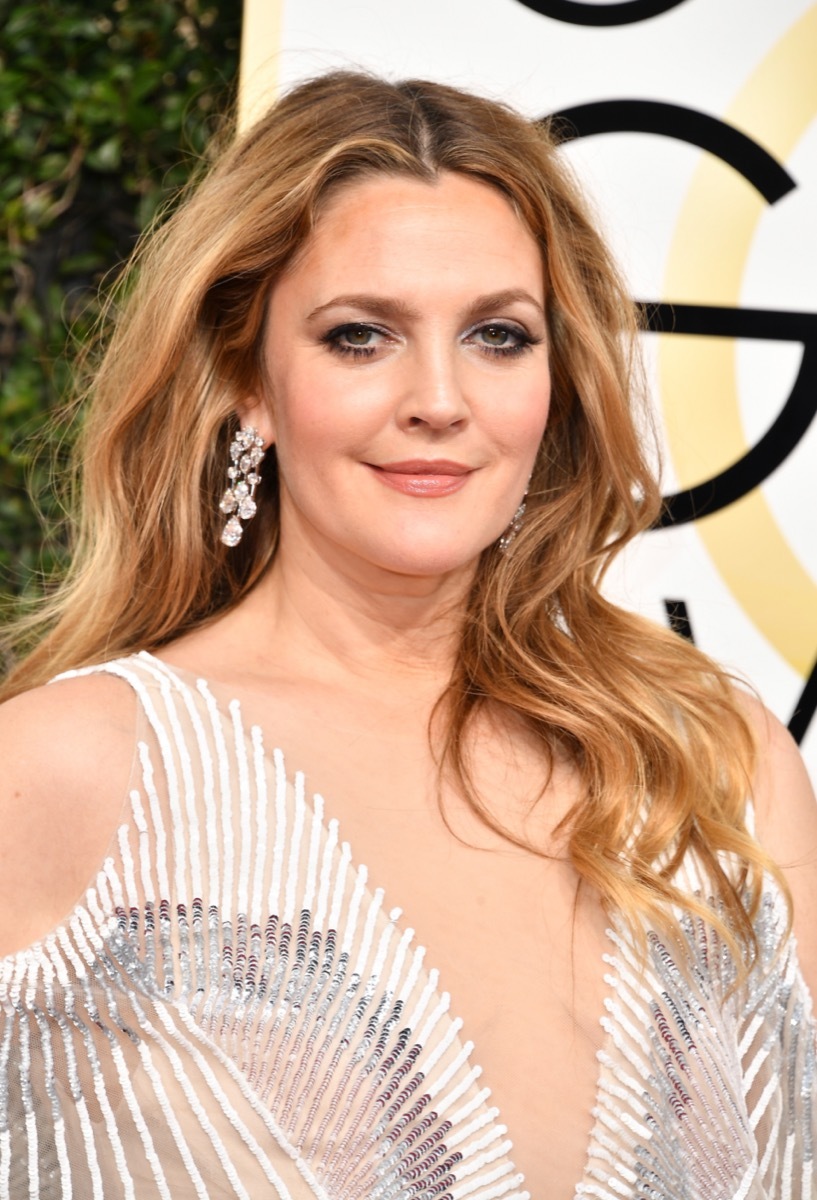 Drew Barrymore at The Golden Globe Awards in 2017