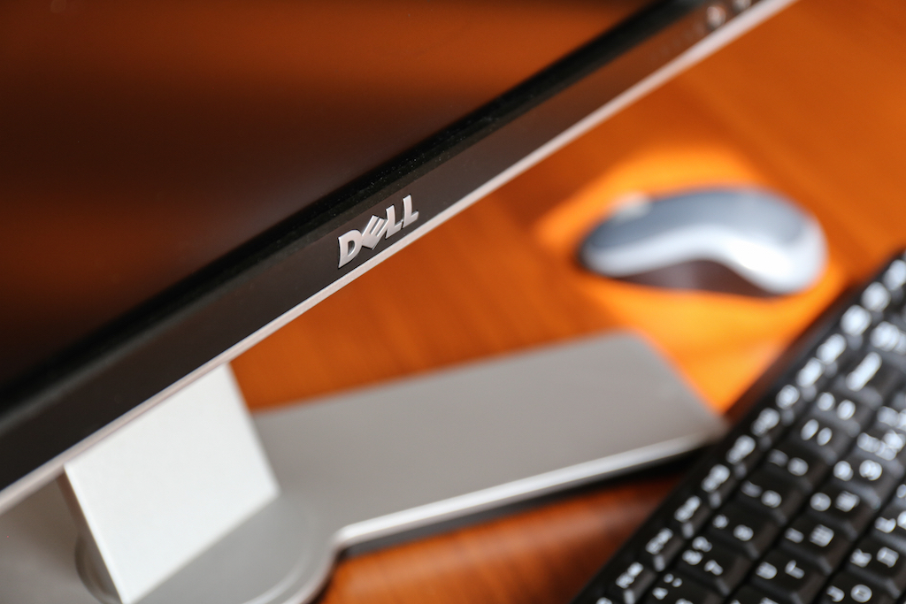 Closeup on Dell computer monitor