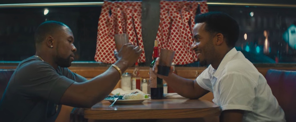 Trevante Rhodes and André Holland in Moonlight