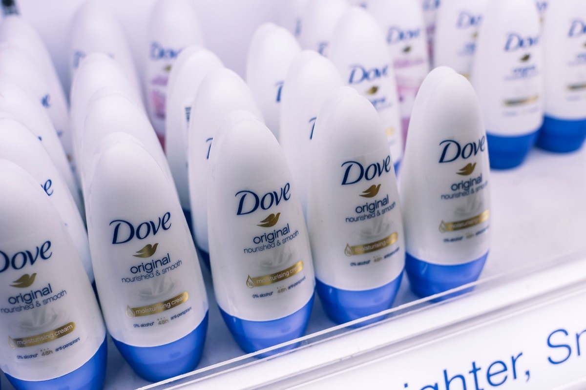 Dove deodorant on shelve