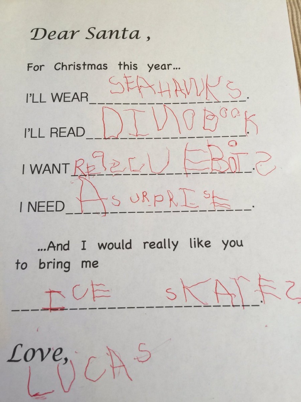 Mark Hanrahan letters to santa 