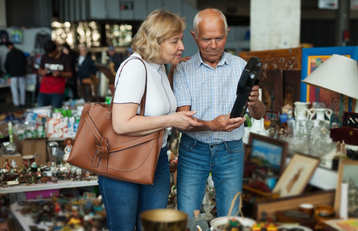 Older couple antique shopping