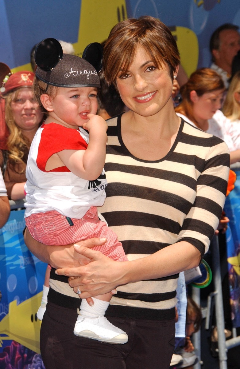 mariska hargitay with child wearing disney hat, disney celebs