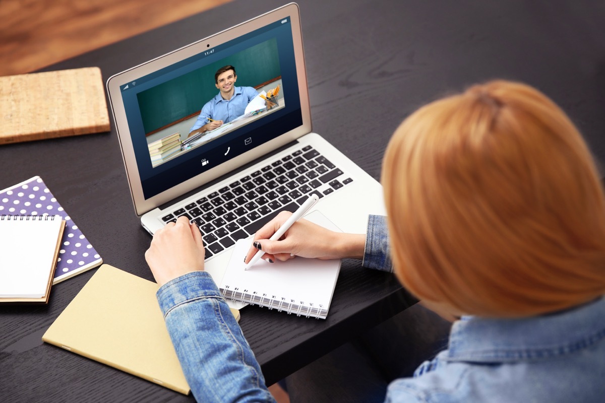 Girl taking an online class